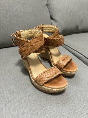 Stuart Weitzman Espadrille Wedge Sandals - Tan